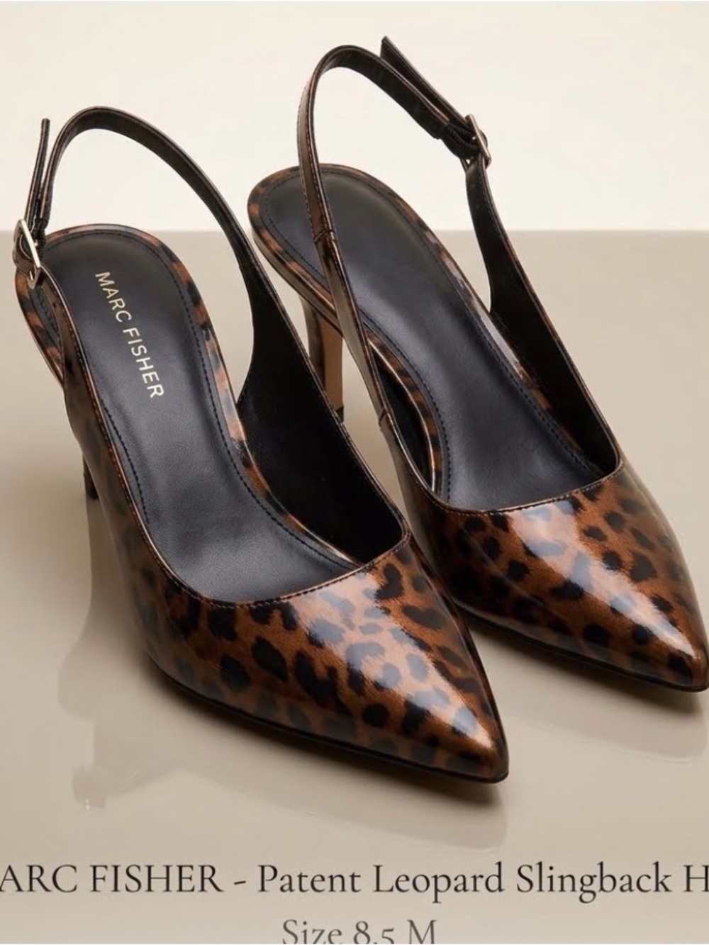 Marc Fisher Leopard-Print Pointed Slingback Flats - Brown/Black